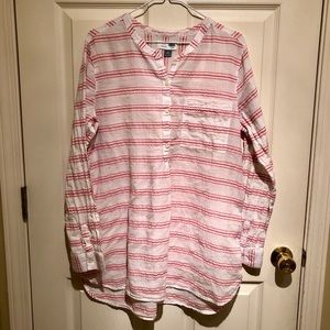 Old Navy white tunic XL with red pink coral, swim cover up
